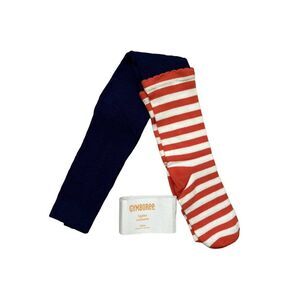 Gymboree Knit Tights Blue with white and orange stripes NWT